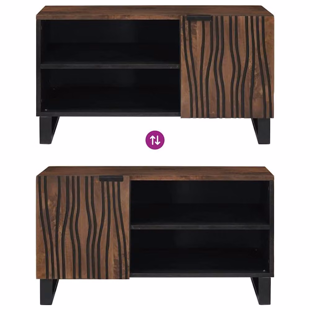 Berkfield Home Brown TV Cabinet in Solid and Engineered Wood, W: 80 cm, D: 46 cm, H: 31.5 cm – 5