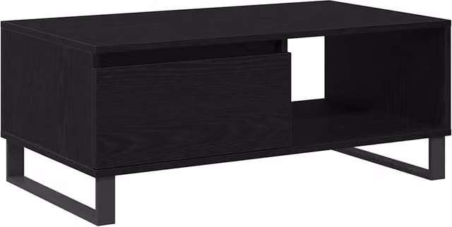 Berkfield Home Modern Black Oak Coffee Table, W/D/H: 90 x 50 x 36.5 cm