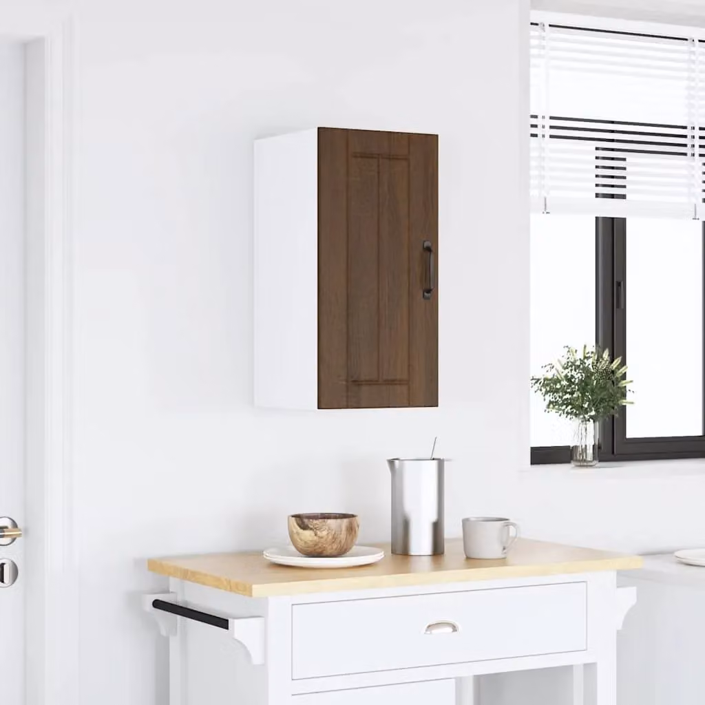 Berkfield Home Lucca Kitchen Wall Cabinet in Brown Oak with Glass Doors – 2