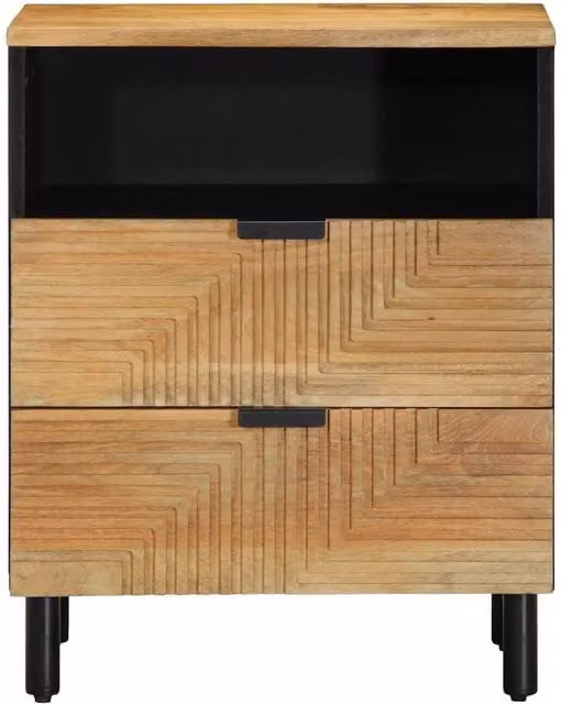 Berkfield Home Beautiful Bedside Cabinet in Brown Solid Mango Wood, W/D/H: 50 x 33 x 62 cm – 1