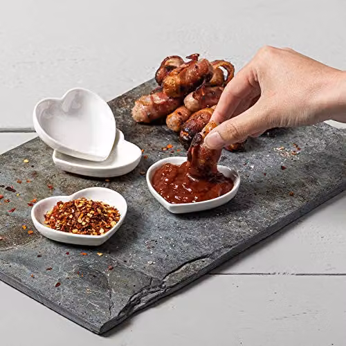 WM Bartleet & Sons 1750 Set of 4 White Porcelain Mini Heart Shaped Condiment and Sauce Dishes, Diameter: 7 cm – 2