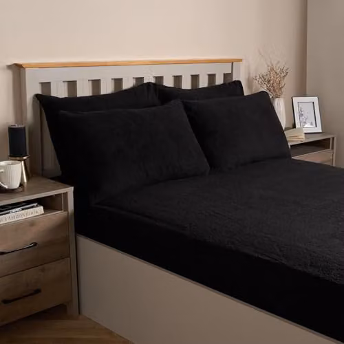 OHS 2 Pack Teddy Fleece Pillowcases in Black – 1