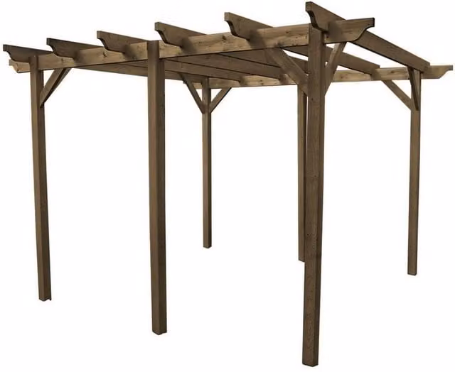 Rutland County Garden Furniture Ltd 6 Post Garden Pergola in Rustic Brown Wood, W: 780 cm, D: 240 cm, H: 270 cm