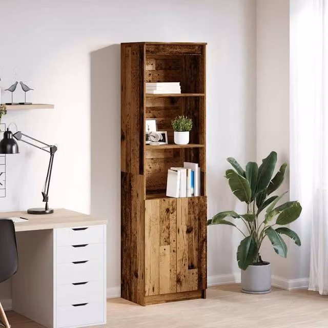 Berkfield Home Old Wood Highboard in Brown, W/D/H: 50 x 35 x 180 cm – 1