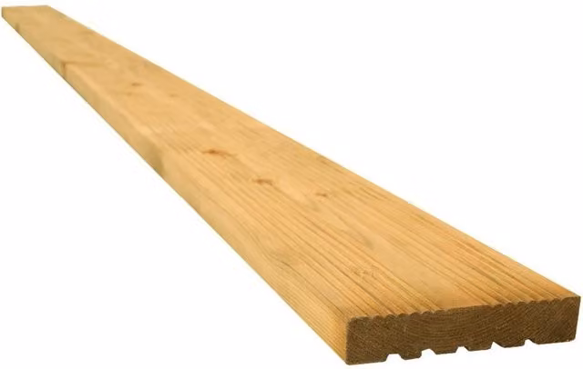 Snowdon Timber Dual Sided Treated Decking Board, Brown, Pack of 15, W: 120 mm, H: 25 mm, L: 2.4 m