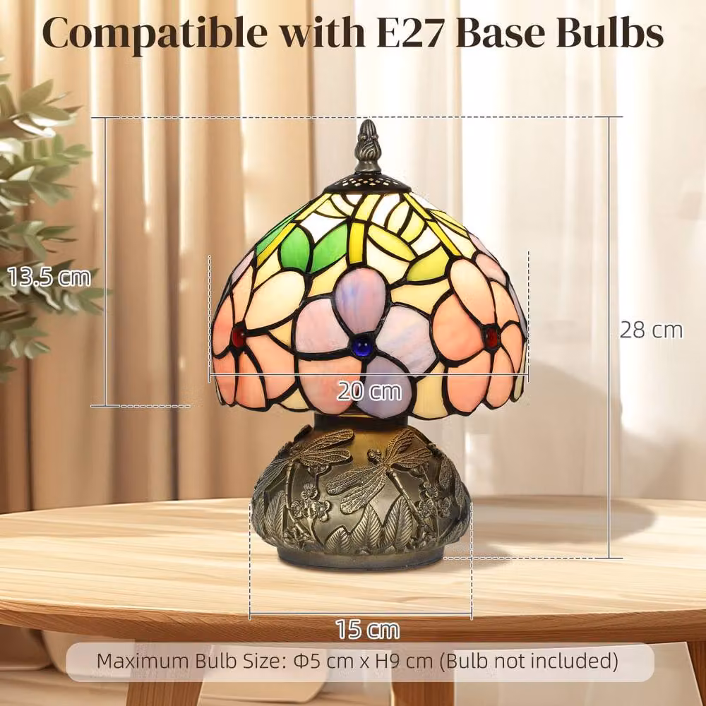 Wyld Haus Pink Tiffany Dragonfly Table Lamp with Bronze-Tone Base – 3
