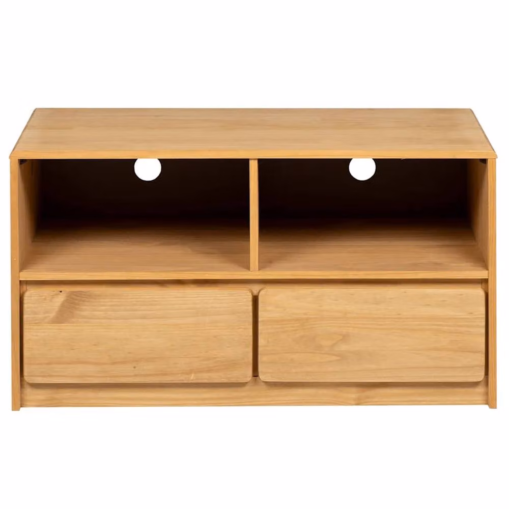 Berkfield Home SAUDA Oak TV Cabinet in Brown, Solid Wood Pine, W/D/H: 99 x 43 x 55 cm – 3