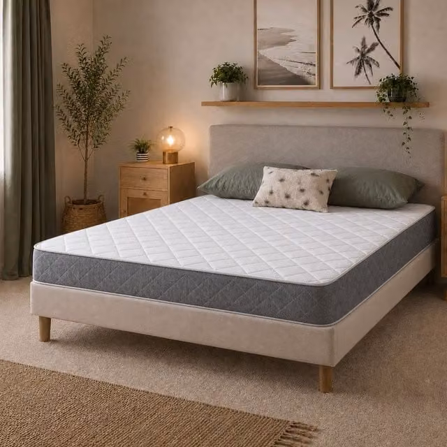 Starlight Beds Essentials Jump n Tac Hybrid Memory Foam Spring Mattress, Soft Feel, White, W/D/H: 140 x 200 x 18 cm – 1