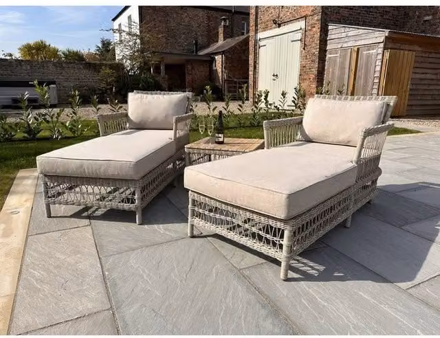 Lemon Pavilion Furniture and Decor Provence Collection Outdoor Sun Lounger Set in Beige, L164 x W77 x H87 cm – 1