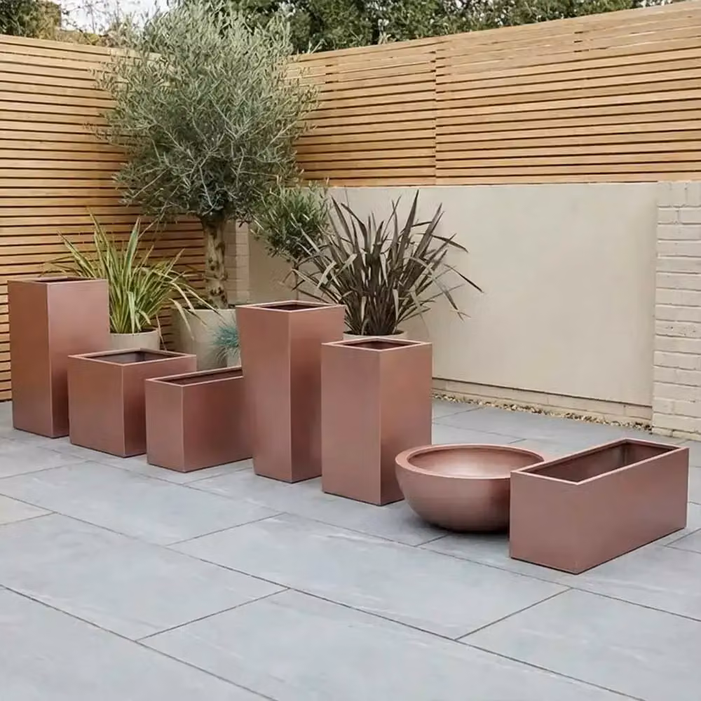 Access Garden Products Gold Galvanised Steel Trough Planter, W/D/H: 75 x 32 x 32 cm – 5