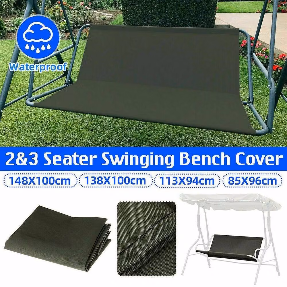FLAVORA Replacement 2 Seater Garden Swing Bench Seat Cover, Black, W: 113 cm, D: 47 cm, H: 47 cm – 2