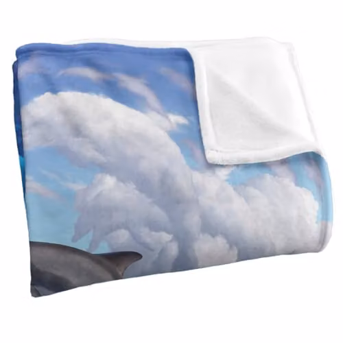 JQ Licensing Jlo Dolphin Clouds Silky Touch Super Soft Fleece Throw Blanket, Blue Multicolour, W: 91 cm, D: 147 cm – 3