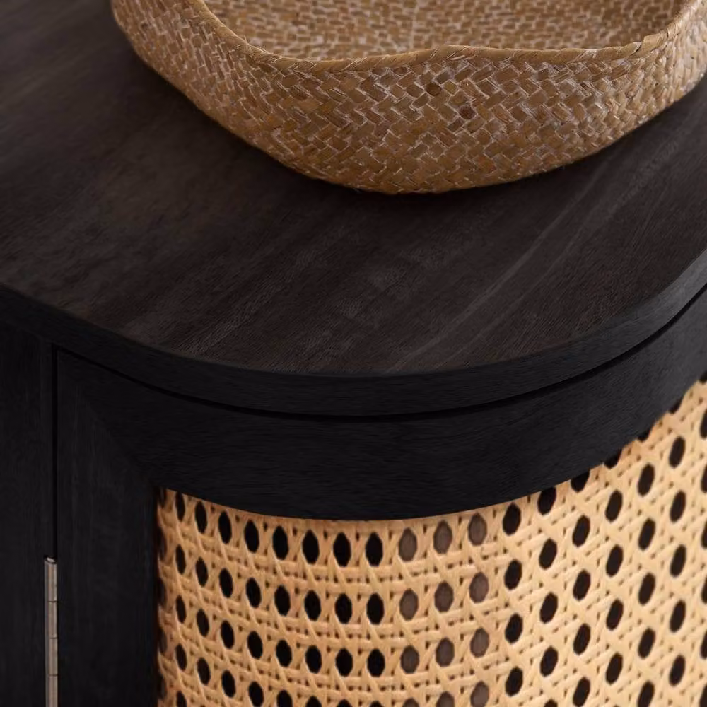 Birlea Noah Black Rattan 2 Door 3 Drawer Sideboard – 4