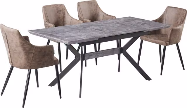 Life Interiors Zarah Blaze LUX Extendable Dining Set with Ceramic Table and 4 Chairs in Brown