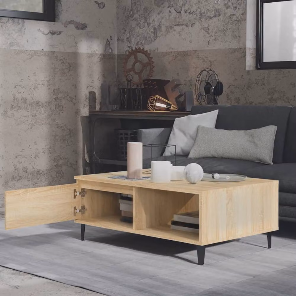 Berkfield Home Sonoma Oak Coffee Table in Brown, W/D/H: 90 x 60 x 35 cm – 1