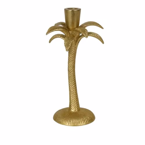 Melody Maison Gold Metal Palm Tree Taper Candle Holder – 3