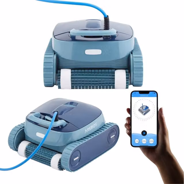 AREBOS Robotic Vacuum Cleaner with App and Bluetooth Control, Blue