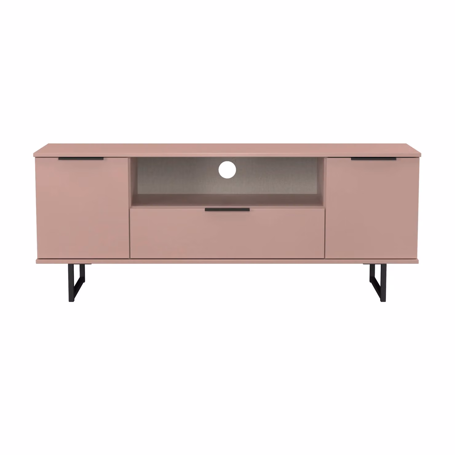 Ready Assembled 2 U Fuji Modern Wide TV Unit with 2 Doors and 1 Drawer in Dusty Pink – 2