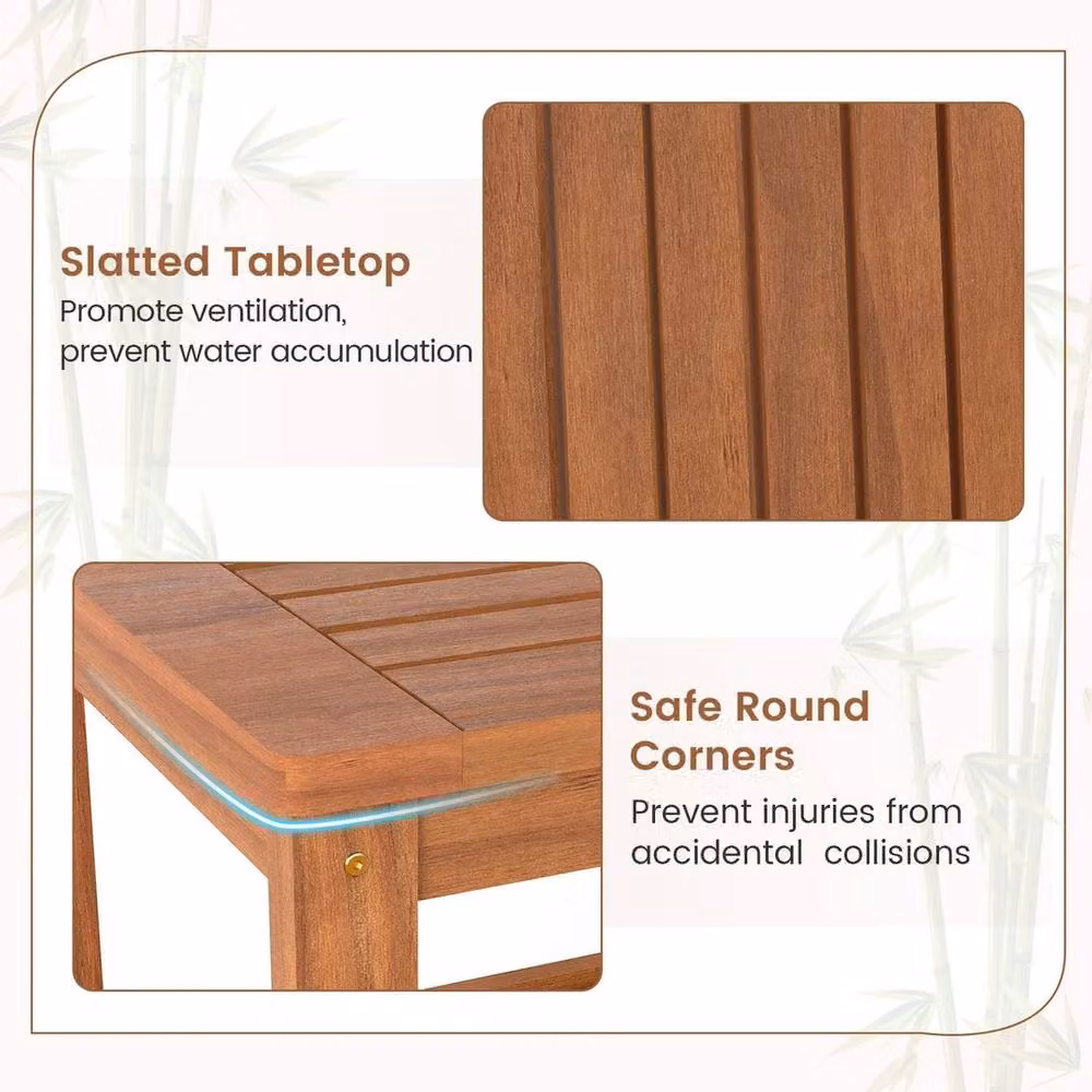 SPETLEK Brown Oiled Wooden 2 Tier Side Table with Storage Shelf for Garden and Indoor Use – 4