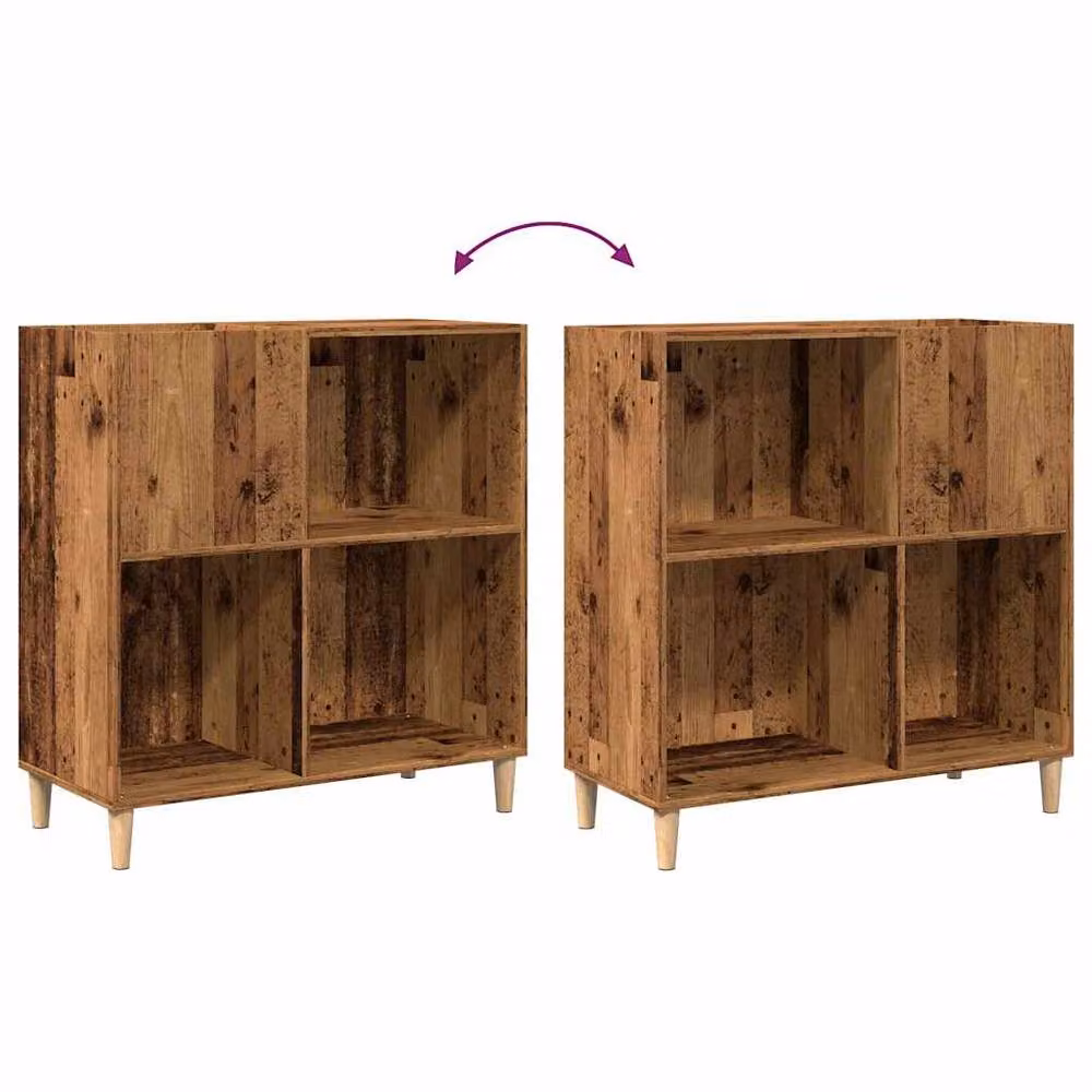 Berkfield Home Record Cabinet in Old Wood Brown, W: 84.5 cm, D: 38 cm, H: 89 cm – 6