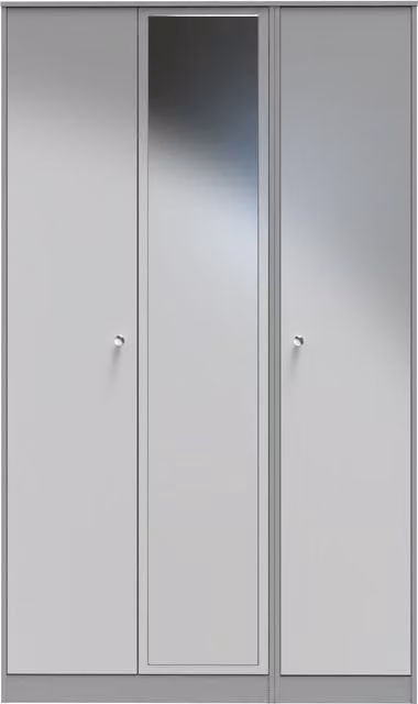 2 U Stowe Ready Assembled Tall Triple Mirror Wardrobe in Dark Grey Matt