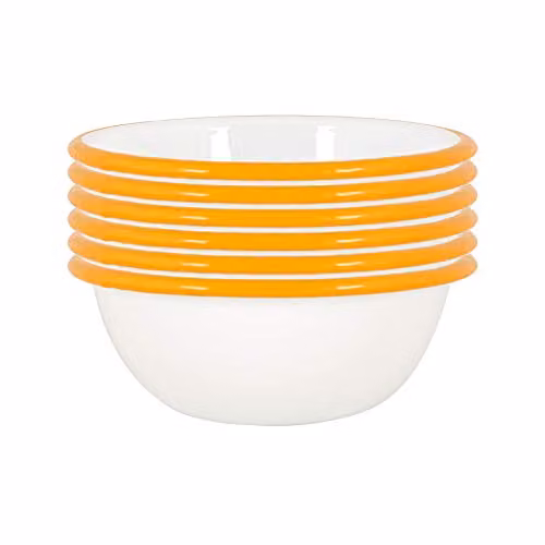 Argon Tableware Yellow and White Enamel Pasta Bowls, Pack of 6, Diameter: 16 cm – 1