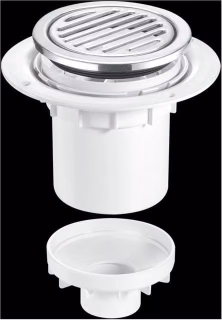 McAlpine TSG2-R125SS White Vertical Water Seal Trapped Gully with Stainless Steel Tile Insert and Odour Trap