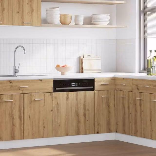 Berkfield Home Artisan Oak Dishwasher Panel in Brown, Engineered Wood, W/D/H: 45 x 3 x 67 cm – 1