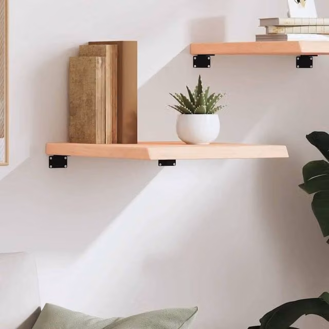 Berkfield Home Wall Mounted Rustic Oak Shelf in Light Tan, W: 40 cm, H: 50 cm, D: 2-4 cm
