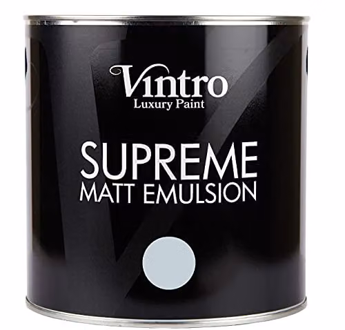 Vintro Aurora Luxury Matt Emulsion Blue-Grey Multi Surface Paint for Walls, Ceilings, Wood and Metal, 2.5L – 3