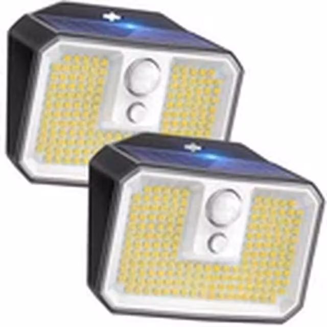 EONLION 2-Piece Solar Powered Motion Sensor LED Wall Lights in Black for Garden and Steps – 1