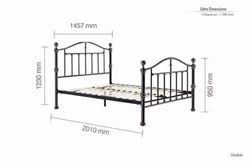 Birlea Victoria Metal Bed Frame in Black, Double, W/D/H: 140 x 200 x 135 cm – 2