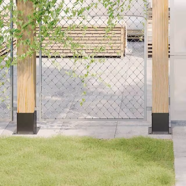 Berkfield Home Square Post Bases, 4 Pack, Anthracite Black, Powder-coated Galvanised Steel, 101 x 101 mm