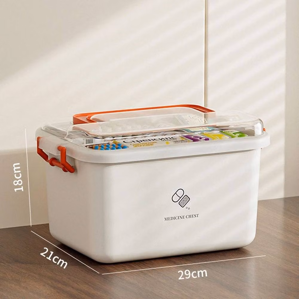 EONLION Portable White and Red Medicine Storage Box with Handles, Width: 50 cm – 2