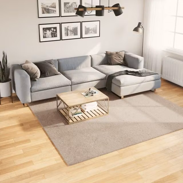 Berkfield Home HUARTE Square Short Pile Washable Rug in Sand and Brown, 240 x 240 cm