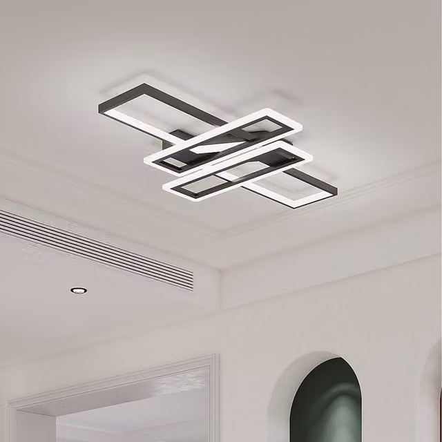 Komore Minimalist Rectangular LED Ceiling Light in Black