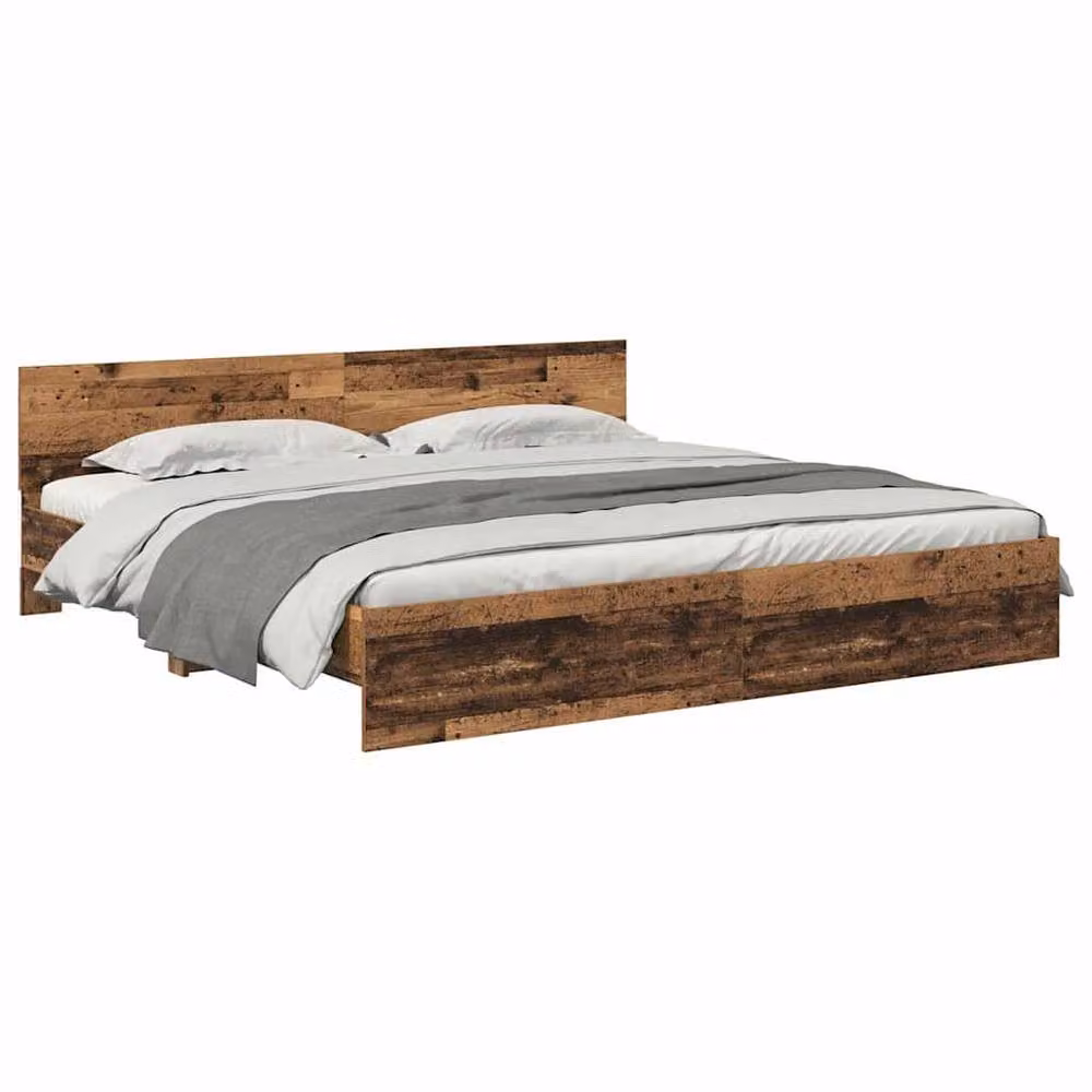 Berkfield Home Modern Bed Frame with Headboard and Under-Bed Lighting in Brown Engineered Wood, 200 x 200 cm – 3