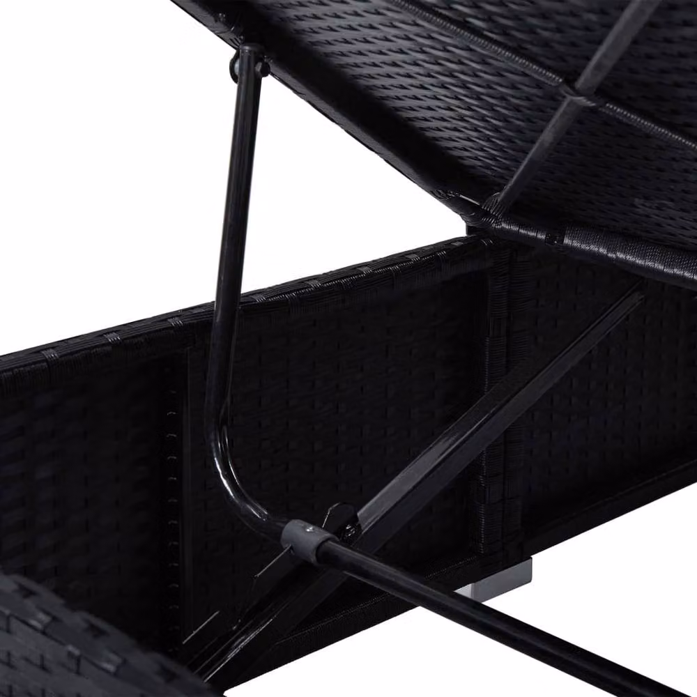 Berkfield Home Poly Rattan Sun Lounger with Weatherproof Cushion and Side Tray in Black – 4