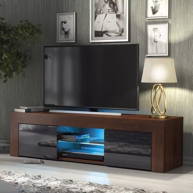 Creative Furniture Loom Modern TV Unit in Walnut and Black, W/D/H: 130 x 35 x 35 cm