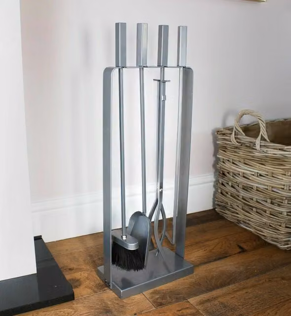 Marco Paul 4-Piece Contemporary Silver Fireside Tool Set