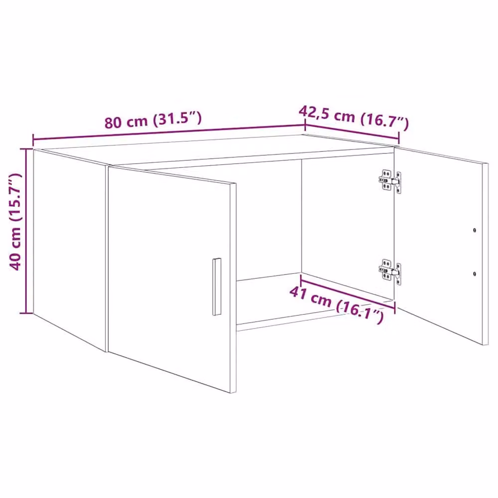 Berkfield Home Wall Mounted Cabinet in Brown Old Wood, W/D/H: 80 x 42.5 x 40 cm – 4