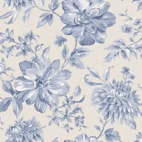 Fine Decor Isabella Blue Floral Botanical Non-Woven Washable Wallpaper Roll
