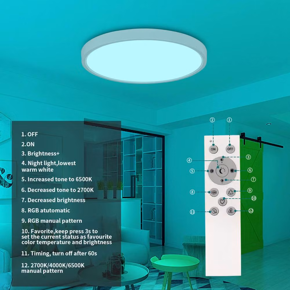 Goeco RGBW LED Ceiling Light, 24W Dimmable Colour Changing Light with Remote Control in White – 8