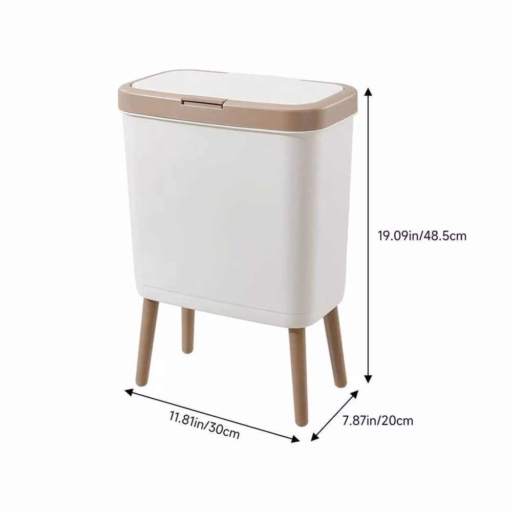 PAWNORA Touch Kitchen Rubbish Bin in Gold and White, W: 30 cm, D: 20 cm, H: 48.5 cm – 2