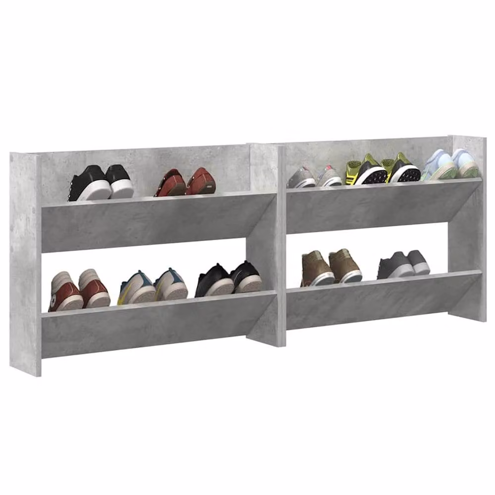 Berkfield Home Set of 2 Wall Mounted Shoe Cabinets in Concrete Grey, W/D/H: 80 x 18 x 60 cm – 3