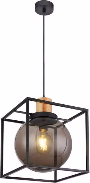 Netlighting Hilko Square Wire Frame Pendant Ceiling Light in Matt Black with 1x E27 Socket – 1