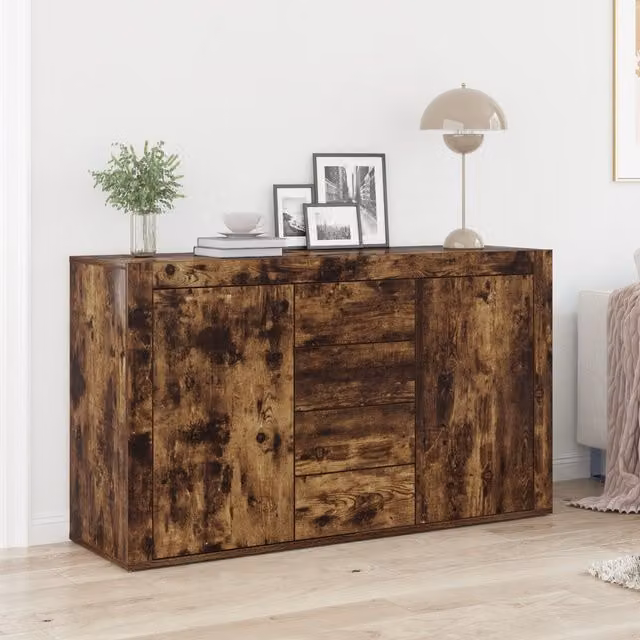 Berkfield Home Modern Smoked Oak Sideboard in Brown, W/D/H: 120 x 36 x 69 cm – 1