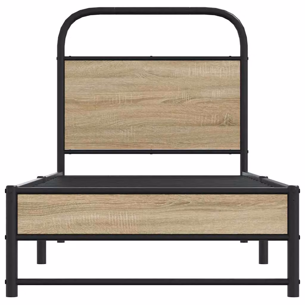 Berkfield Home Bed Frame in Smoked Oak and Brown Engineered Wood, W/D/H: 80 x 200 cm – 3
