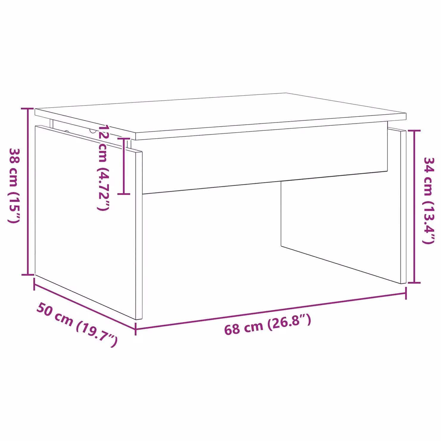 Berkfield Home Black Oak Coffee Table, W: 68 cm, D: 38 cm, H: 50 cm – 5