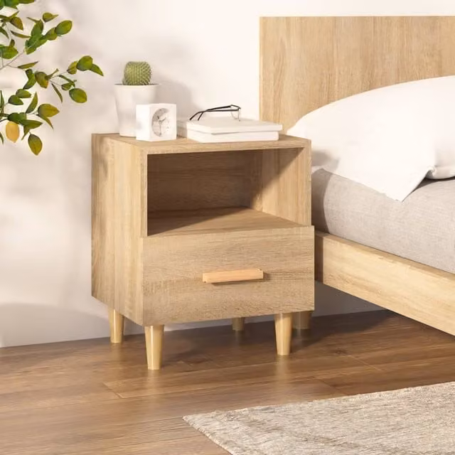 Berkfield Home Sonoma Oak Bedside Cabinet in Brown, W/D/H: 40 x 35 x 47 cm